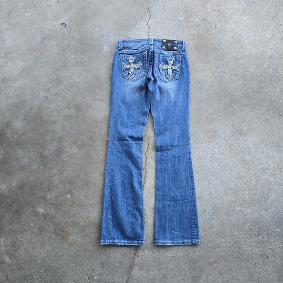 Vintage Y2K Miss Me Bootcut Cross Flare Bling Embroidered Pockets 27 - Picture 5 of 5